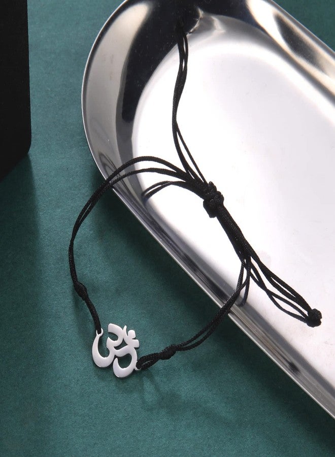 EUEAVAN Hindu OM OHM AUM Sanskrit Symbols Spiritual Bracelet luck Couple Charm Jade Thread Bangle Yoga Amulet Anklets Jewelry Accessories (black) - Image 3