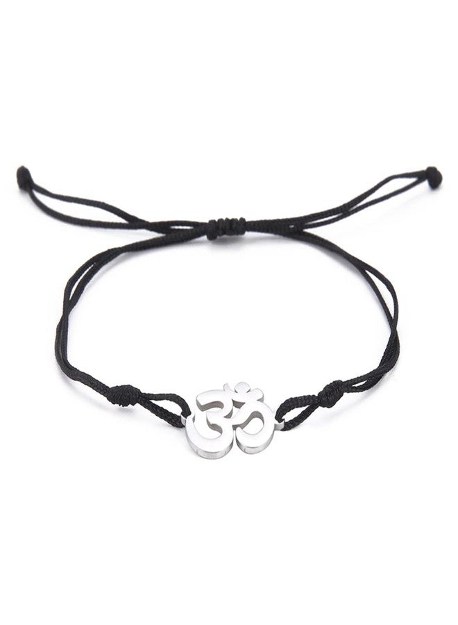 EUEAVAN Hindu OM OHM AUM Sanskrit Symbols Spiritual Bracelet luck Couple Charm Jade Thread Bangle Yoga Amulet Anklets Jewelry Accessories (black) - Image 1