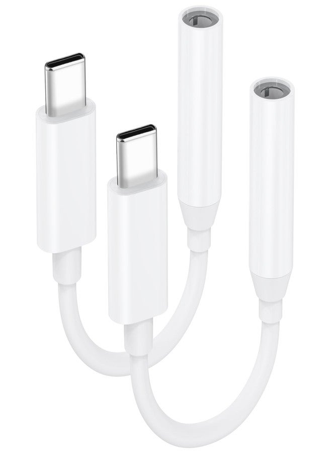 Vanjua USB C to 3.5mm Headphone Jack Adapter, Type-C to 3.5mm Aux Audio Dongle Cable Cord for iPhone 16/16 Pro/16e/15 Pro Max/Plus, Samsung Galaxy S25/S24/S23, Google Pixel 9 8 7 (White+White) - Image 1