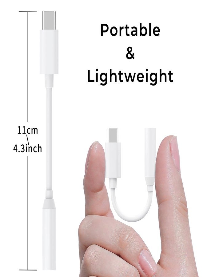 Vanjua USB C to 3.5mm Headphone Jack Adapter, Type-C to 3.5mm Aux Audio Dongle Cable Cord for iPhone 16/16 Pro/16e/15 Pro Max/Plus, Samsung Galaxy S25/S24/S23, Google Pixel 9 8 7 (White+White) - Image 3