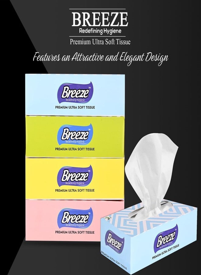 BREEZE BRE021 2 PLY Facial Tissue Soft Wipe & Disposable for Kitchen Car Office & Home Use 100 Pulls in Each Box (Pack of 4) - Image 3
