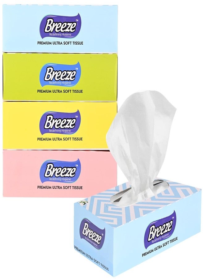BREEZE BRE021 2 PLY Facial Tissue Soft Wipe & Disposable for Kitchen Car Office & Home Use 100 Pulls in Each Box (Pack of 4) - Image 1