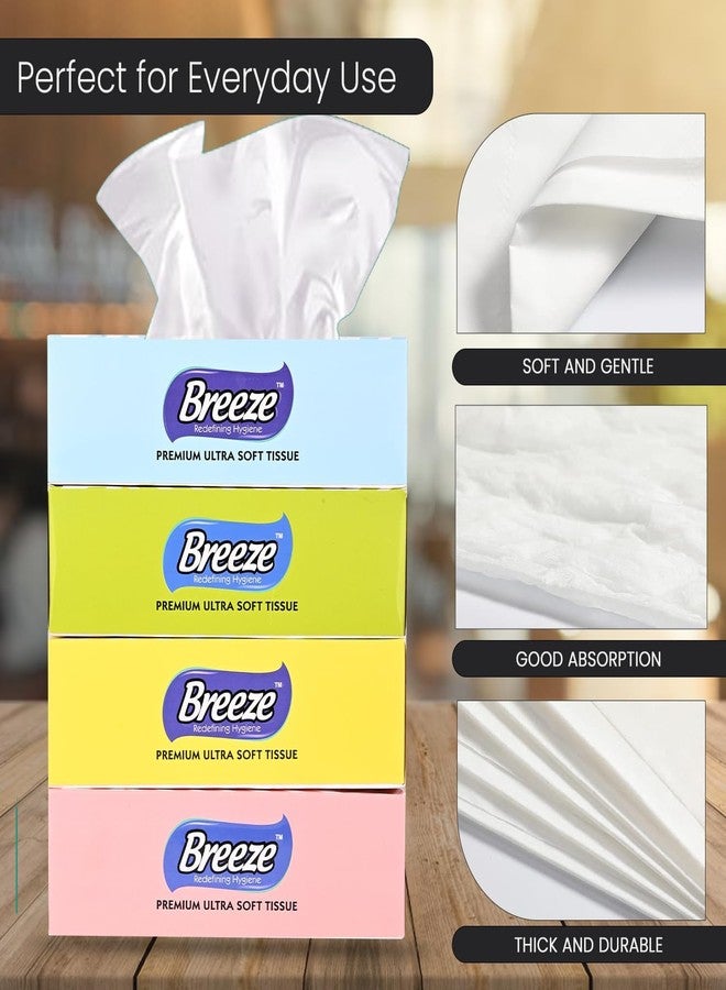 BREEZE BRE021 2 PLY Facial Tissue Soft Wipe & Disposable for Kitchen Car Office & Home Use 100 Pulls in Each Box (Pack of 4) - Image 4