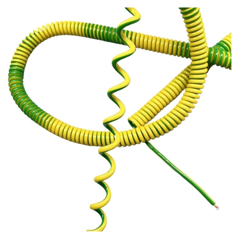Yellow Green Spiral Ground Wire Spring Cable 2m Stretch 1 5mm2 Power Cord - Image 3