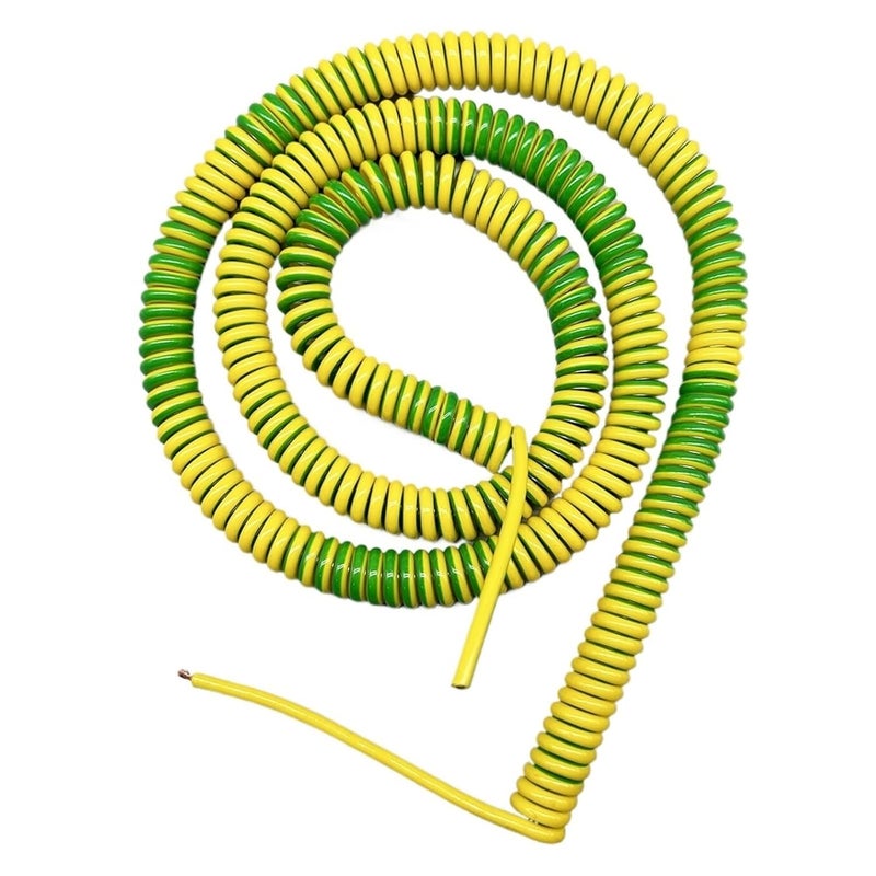 Yellow Green Spiral Ground Wire Spring Cable 2m Stretch 1 5mm2 Power Cord - Image 5
