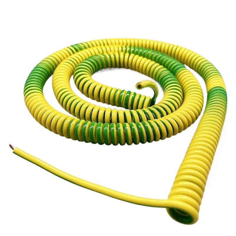 Yellow Green Spiral Ground Wire Spring Cable 2m Stretch 1 5mm2 Power Cord - Image 2