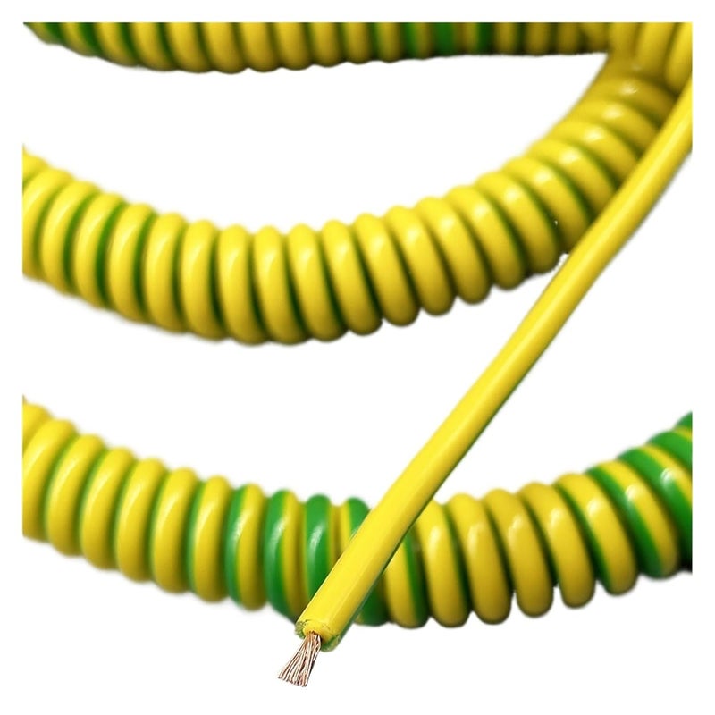 Yellow Green Spiral Ground Wire Spring Cable 2m Stretch 1 5mm2 Power Cord - Image 4