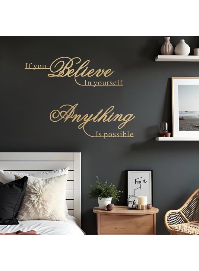 Resama If You Believe in Yourself,Anything is Possible Wall Art Decor 2 Pcs Metal Inspiration Encouragement Wall Art Sayings Black Inspirational Quotes Hanging Decoration(Gold) - Image 3