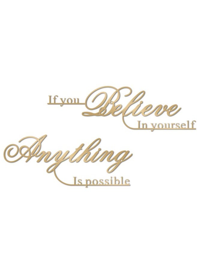 Resama If You Believe in Yourself,Anything is Possible Wall Art Decor 2 Pcs Metal Inspiration Encouragement Wall Art Sayings Black Inspirational Quotes Hanging Decoration(Gold) - Image 1