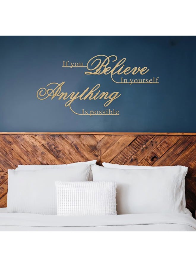 Resama If You Believe in Yourself,Anything is Possible Wall Art Decor 2 Pcs Metal Inspiration Encouragement Wall Art Sayings Black Inspirational Quotes Hanging Decoration(Gold) - Image 2