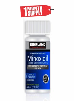 Minoxidil 5% Scalp Solution - 1-Month Pack for Men's Hair Regrowth (Single)