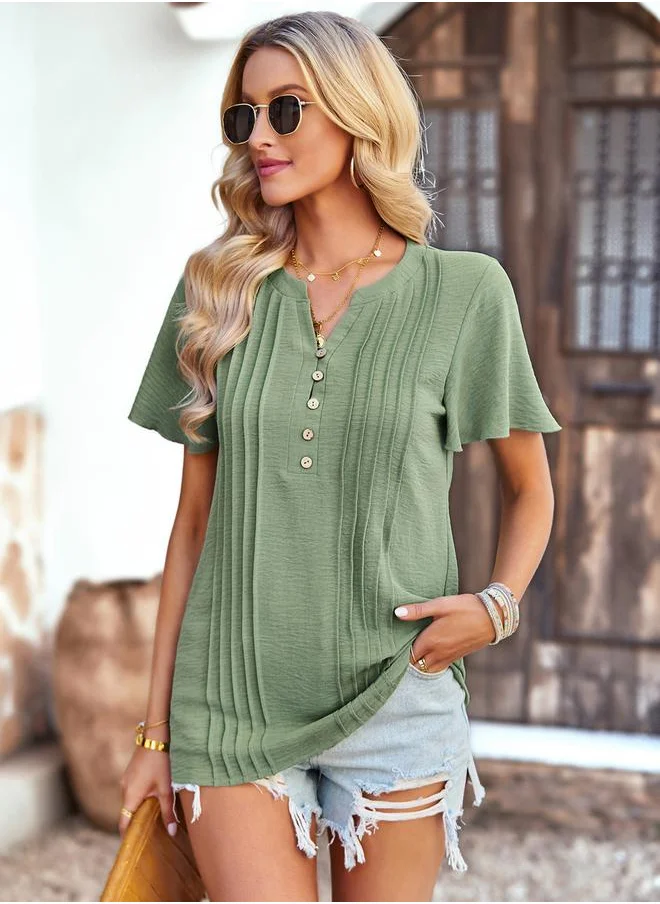 Take Two Regular Fit Button Placket Textured Blouse by Styli