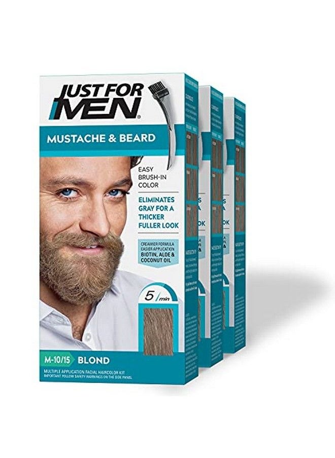 Just For Men صبغة الشارب واللحية للشعر الرمادي مع فرشاة متضمنة لسهولة الاستخدام مع البيوتين والصبار وزيت جوز الهند لشعر وجه صحي أشقر M10/15 عبوة من 3 قطع عدد 1  - Image 2