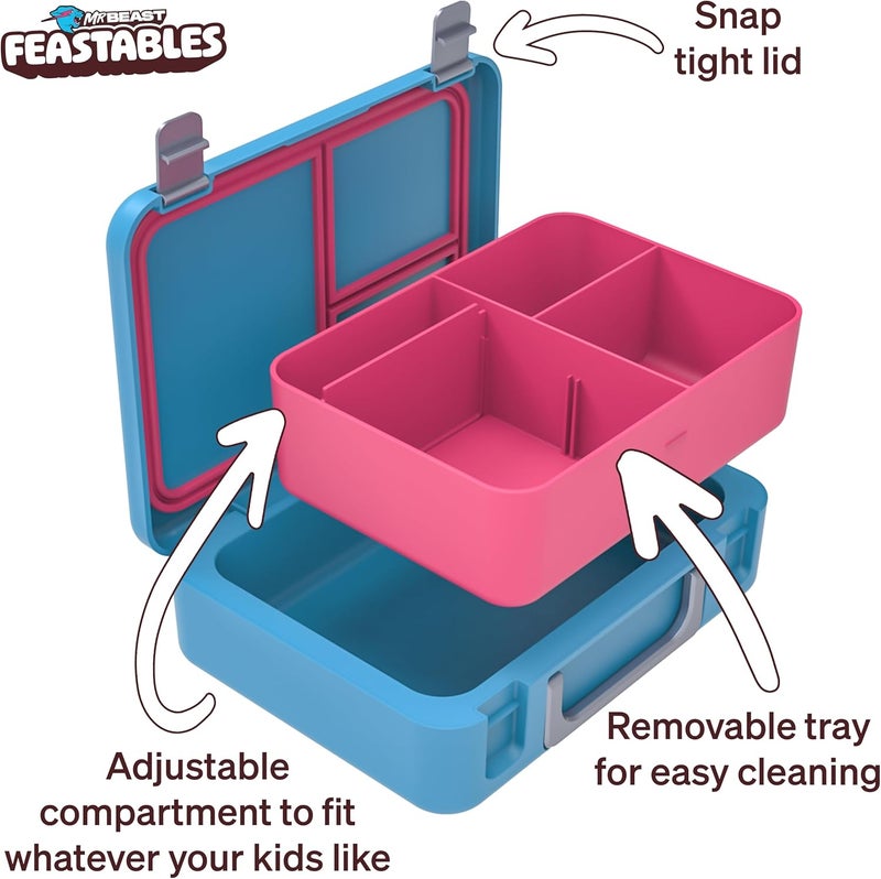Feastables Mr Beast Feastables Adjustable Bento Lunchbox BPA Free Snap Tight Lid Removable Tray Microwave  Freezer Safe 925x7x275 Easy Clean Kids Lunchbox with Adjustable Compartments - Image 2
