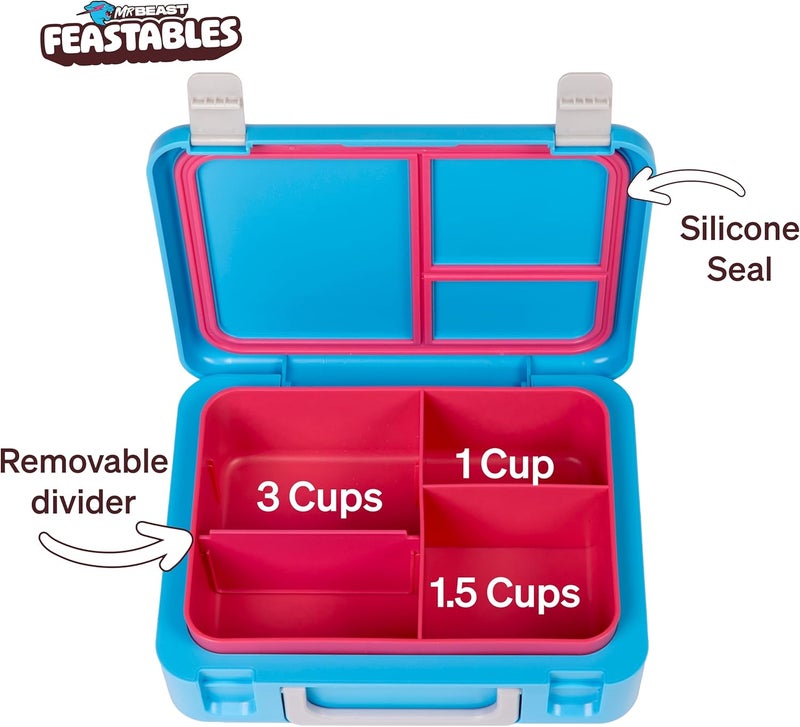 Feastables Mr Beast Feastables Adjustable Bento Lunchbox BPA Free Snap Tight Lid Removable Tray Microwave  Freezer Safe 925x7x275 Easy Clean Kids Lunchbox with Adjustable Compartments - Image 3