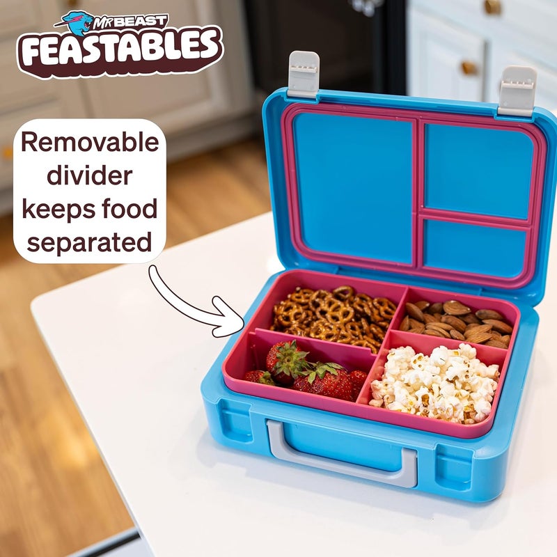 Feastables Mr Beast Feastables Adjustable Bento Lunchbox BPA Free Snap Tight Lid Removable Tray Microwave  Freezer Safe 925x7x275 Easy Clean Kids Lunchbox with Adjustable Compartments - Image 4