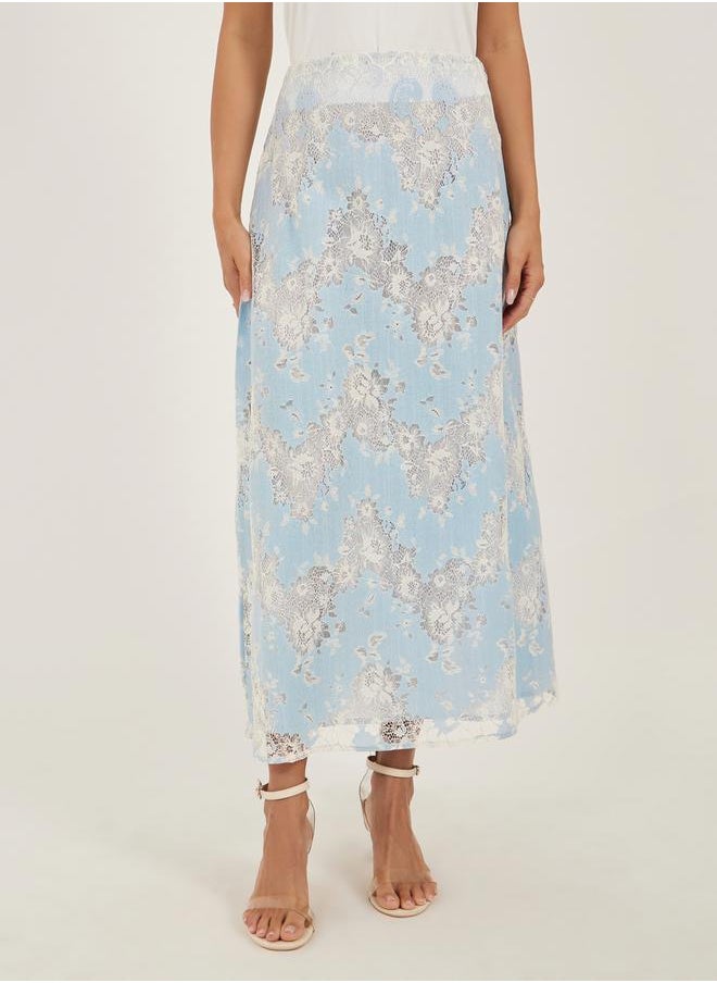 Styli - Floral Lace Maxi A-Line Skirt - Image 1