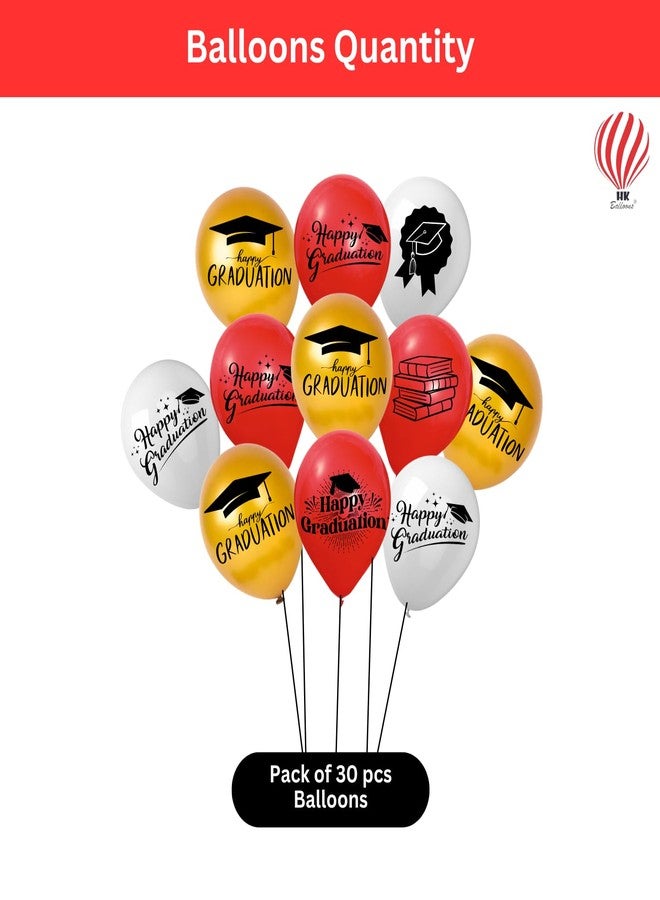 HK balloons Rubber 30PCS Gold White Black Printed Birthday Decoration Item "Happy Birthday" Printed Balloons for Kids Party Decoration (Happy Graduation Balloons Printed Ballons Pack Of-30) - Image 3