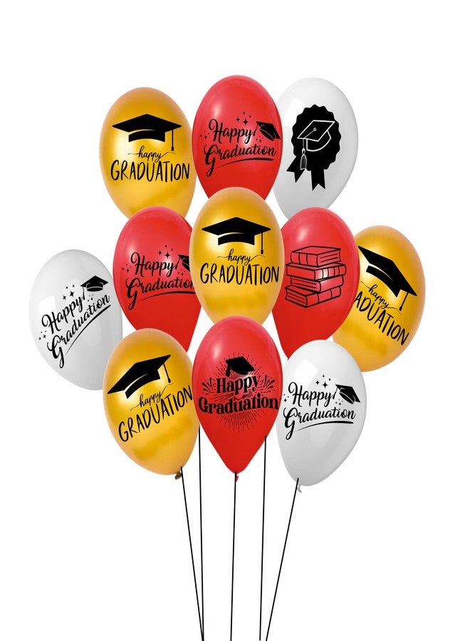 HK balloons Rubber 30PCS Gold White Black Printed Birthday Decoration Item "Happy Birthday" Printed Balloons for Kids Party Decoration (Happy Graduation Balloons Printed Ballons Pack Of-30) - Image 1