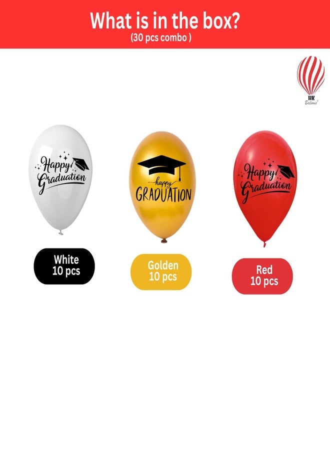 HK balloons Rubber 30PCS Gold White Black Printed Birthday Decoration Item "Happy Birthday" Printed Balloons for Kids Party Decoration (Happy Graduation Balloons Printed Ballons Pack Of-30) - Image 2