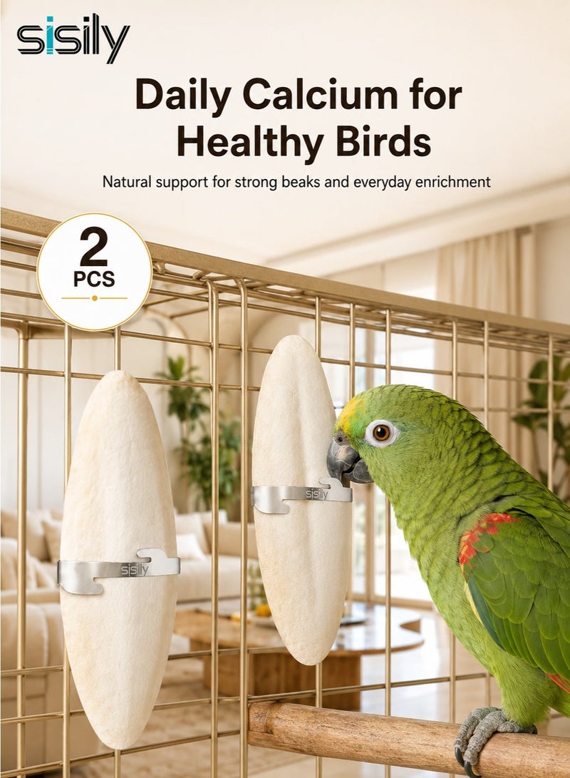 Sisily Natural Cuttlefish Bone For Birds 2 Pcs Calcium Rich Cuttlebone Chew Block For Parrots Budgies Canaries Finches And Pet Bird Cages - Image 5