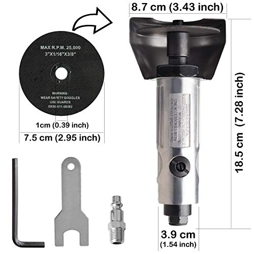 PROSHI 3-inch air cut-off tool, 3" high-speed air cutter, include 1Pcs 3'' Cut-off Wheels, 180-degree guard, pneumatic cutter - Image 5