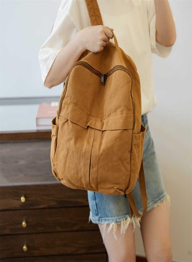 MaxxCloud Cute College Laptop Backpack for Women, Heavy Cotton, Retro Canvas Backpack Travel Bag - Image 5