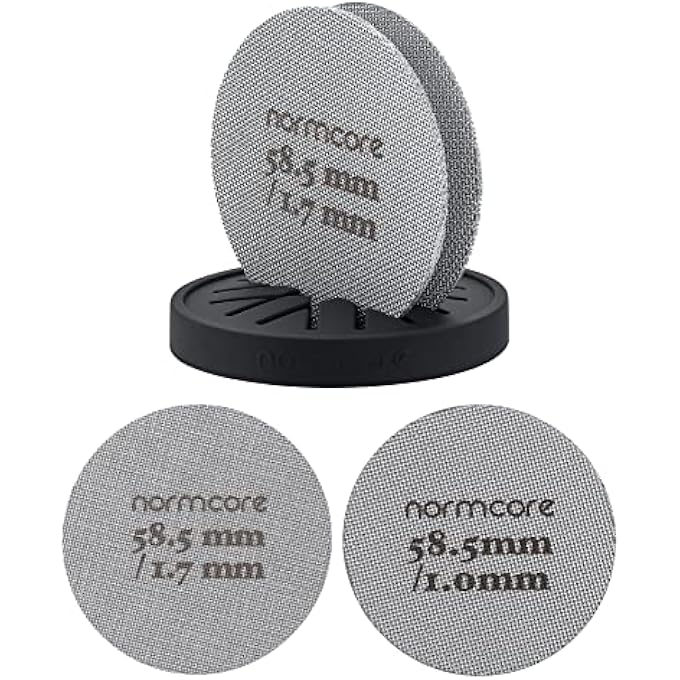 Normcore 2 Packs 585Mm Puck Screen With Stand  Reusable Contact Shower Screen With Silicone Holder  17Mm  10Mm Thickness 150m Mesh  Compatible With Espresso Machine 58Mm Portafilter Basket - Image 1