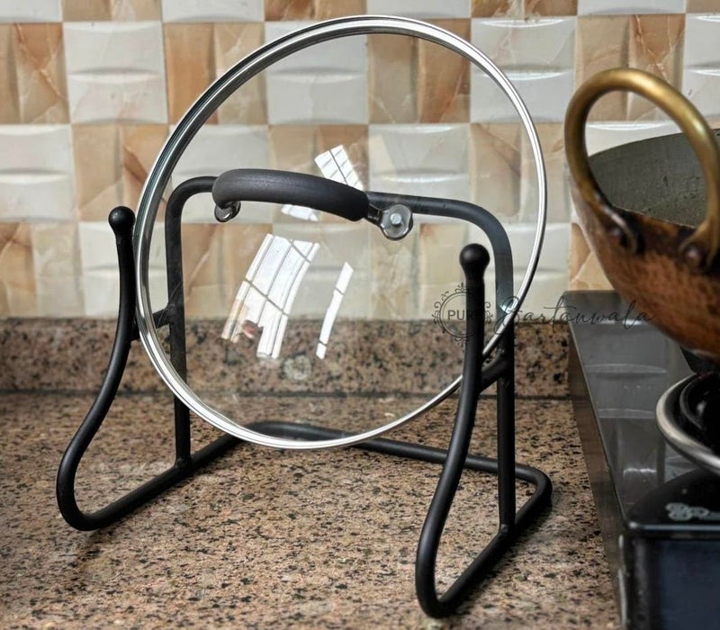 PURI BARTANWALA Puri Bartanawala Multi Purpose Countertop Lid Holder for Kitchen Use Black Powder Coated Metal 23 x 20 x 20 cm - Image 5