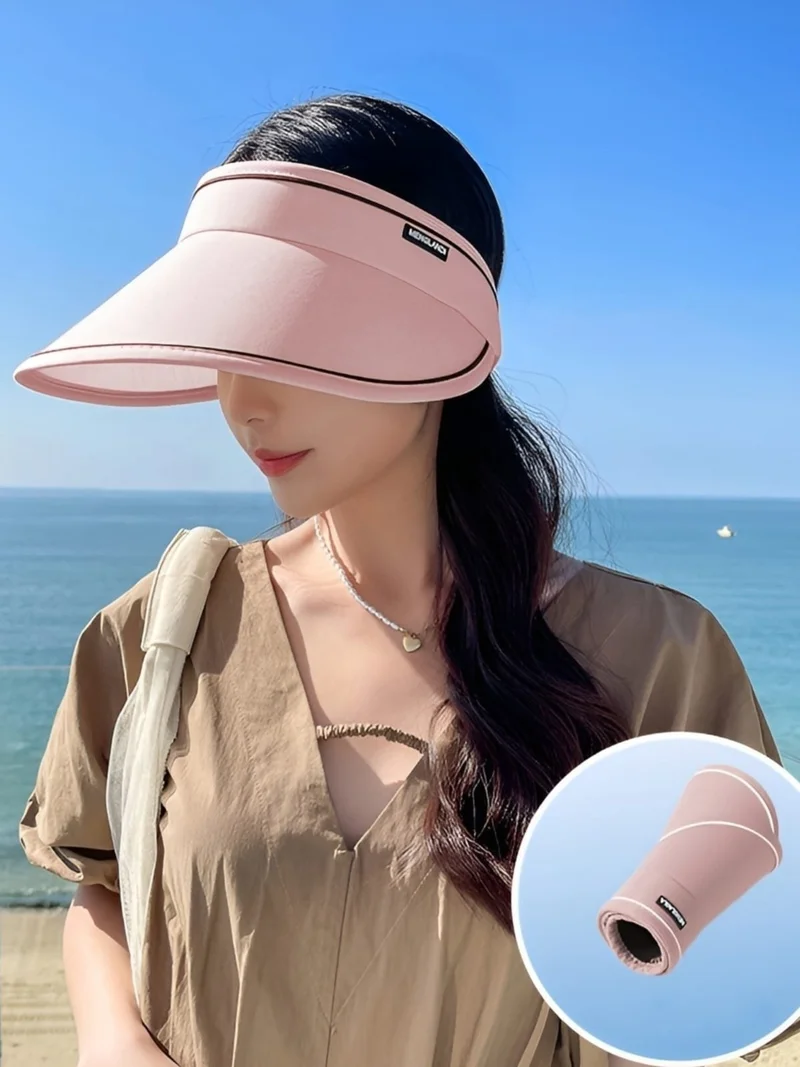 تيزجيلسين Women's Wide Brim UV Protected Adjustable Visor Hat