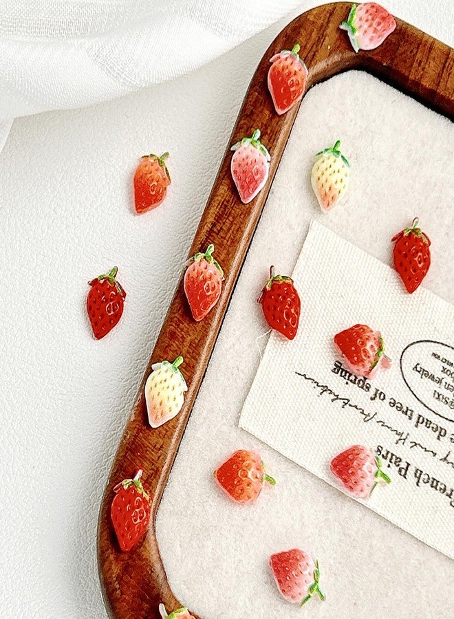 LYLYNB 50Pcs 3D Cute Strawberry Nail Charms, Resin Fruit Shape Nail Art Charms Sweet Mini Strawberry Nail Gems and Rhinestones Summer DIY Manicure Nail Decorations for Women Girls Nail Art Design - Image 4