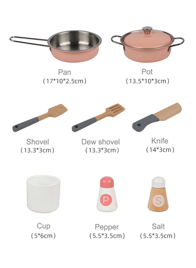 JSAITOYS Kid's Simulation Wooden Kitchen Set Play House Refrigerator Kitchenware Stove Parent-child Toy - Image 5