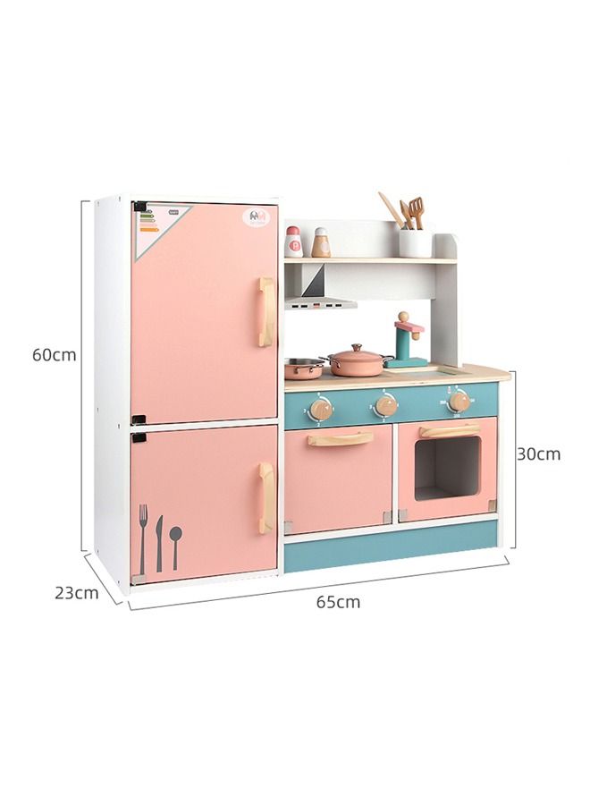JSAITOYS Kid's Simulation Wooden Kitchen Set Play House Refrigerator Kitchenware Stove Parent-child Toy - Image 4