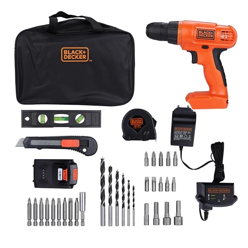 BLACK+DECKER 20V MAX Drill & Home Tool Kit, 34 Piece (BDCD120VA), Orange - Image 1