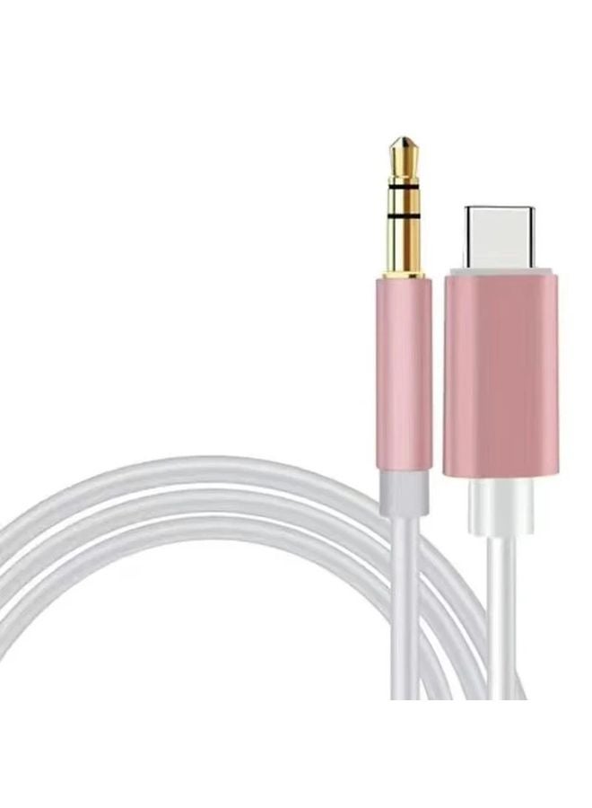 Type C To 3 5mm Audio Cable Pink Aux Car Listening Navigation For Huawei Samsung - Image 1
