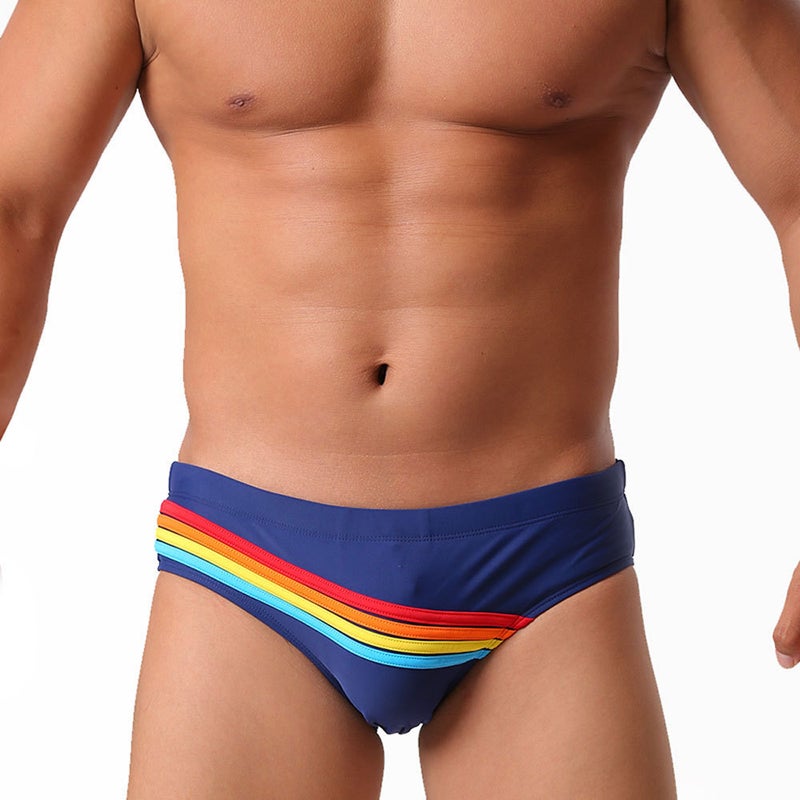 Uxh Men''s Foreign Trade Triangle Rainbow Swim Trunks Simple Fashionable Slim Fit Trendy Men''s Hot Spring Beach Briefs - Image 5