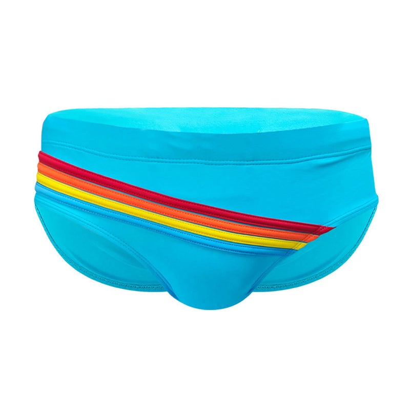 Uxh Men''s Foreign Trade Triangle Rainbow Swim Trunks Simple Fashionable Slim Fit Trendy Men''s Hot Spring Beach Briefs - Image 1