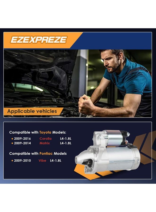 E EZEXPREZE محرك بدء التشغيل Ezexpreze 19049N متوافق مع بونتياك فايب 2009-2010، تويوتا كورولا 2009-2016، ماتريكس L4 1.8L 2009-2013 1.6kw 9 أسنان CW استبدال# 428000-4300 428000-4590 428000-4591 28100-0T050 - Image 2