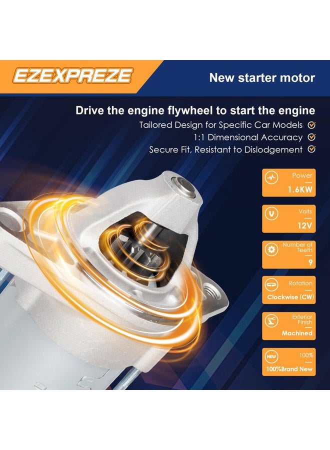E EZEXPREZE محرك بدء التشغيل Ezexpreze 19049N متوافق مع بونتياك فايب 2009-2010، تويوتا كورولا 2009-2016، ماتريكس L4 1.8L 2009-2013 1.6kw 9 أسنان CW استبدال# 428000-4300 428000-4590 428000-4591 28100-0T050 - Image 3