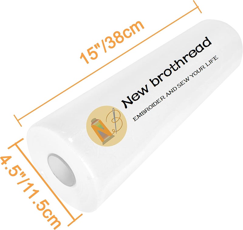 New brothread Cut Away Machine Embroidery Stabilizer Backing 15" x 25 Yd roll - Medium Weight 2.5 Ounce - Cut into Variable Sizes - for Machine Embroidery and Hand Sewing - Image 2