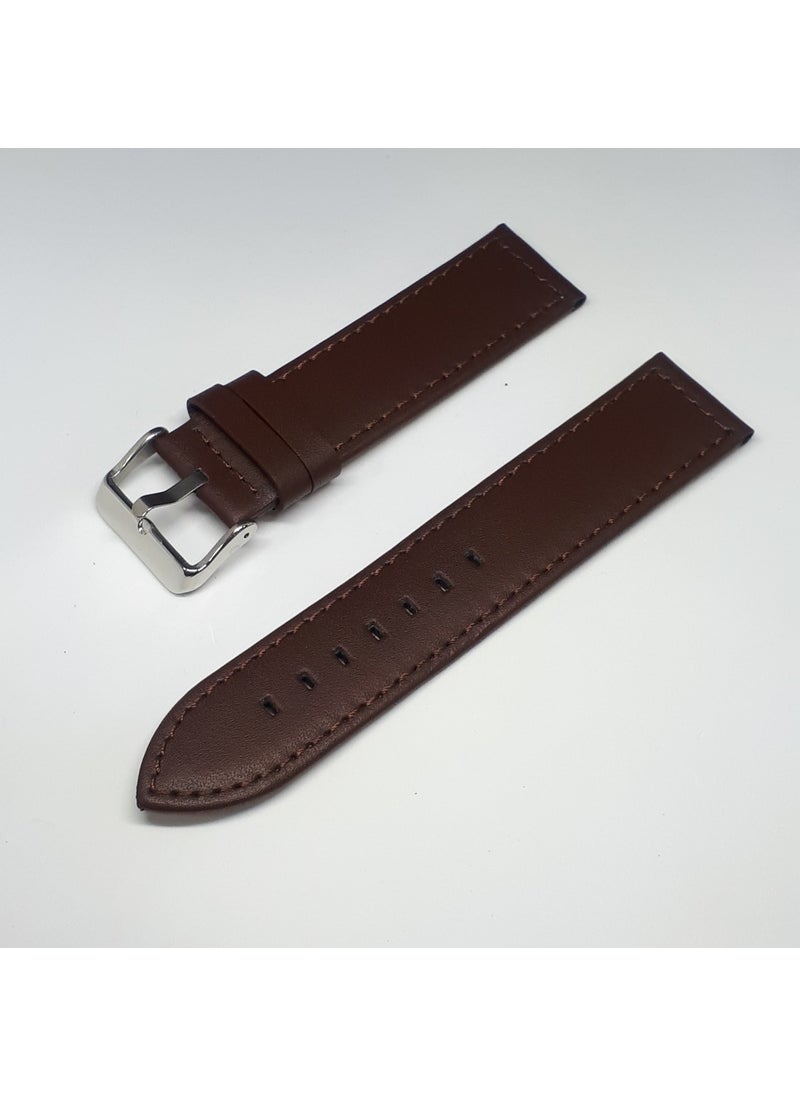 24 mm Brown Smooth Leather Watch Strap Band 24 x 24