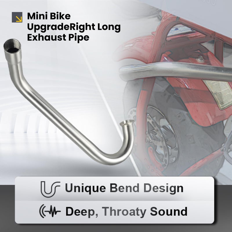 pinkhatcat Upgrade Right Long Exhaust Pipe For Coleman CT100U CC100X 98cc For FRP GMB100 Mini Bike For Predator 79cc 3hp Engine Mini Bike Silver - Image 4