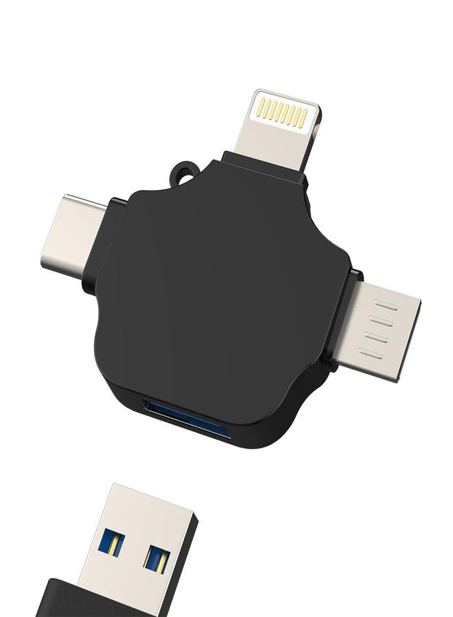 HOYULLI Lightning Micro USB Type C to USB-A Adapter Compatible for Samsung iPhone 15 14 13 12 Pro Max Plus iPad Air Mini OTG Converter Thunderbolt Android Camera Card Reader Mouse Keyboard Flash Drive - Image 1