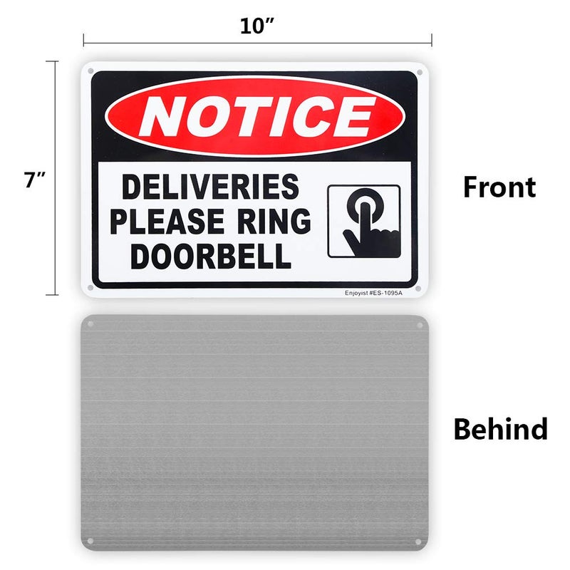 Enjoyist Deliveries Please Ring Doorbell Sign  10""X 7"" .04"" Aluminum Reflective Sign Rust Free Aluminum-Uv Protected And Weatherproof - Image 2