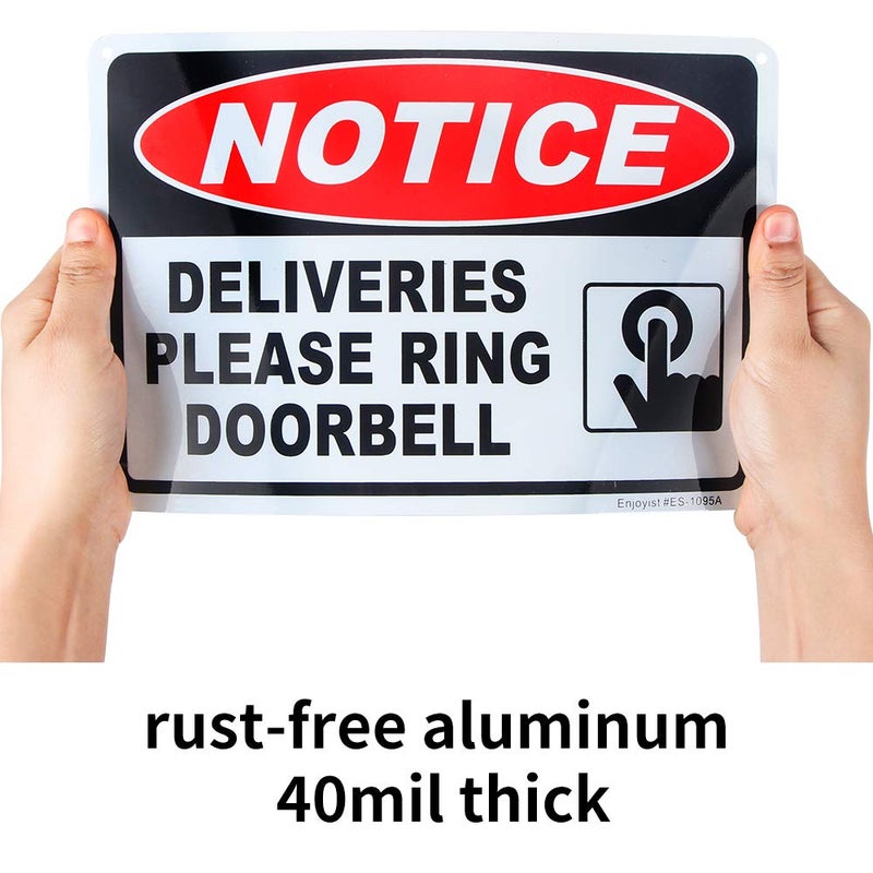 Enjoyist Deliveries Please Ring Doorbell Sign  10""X 7"" .04"" Aluminum Reflective Sign Rust Free Aluminum-Uv Protected And Weatherproof - Image 3