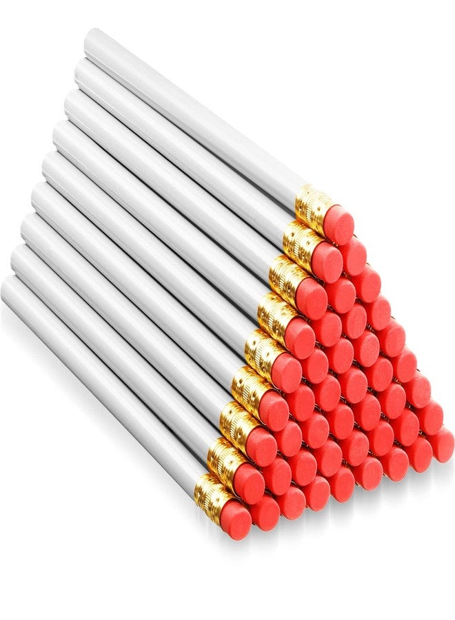Fainne 48 Pcs Jumbo Pencil, Wooden Pencil with Black Core for Carpenters Construction Workers Woodworkers Framers Beginners Students Teachers DIY Project(White,Round) - Image 1
