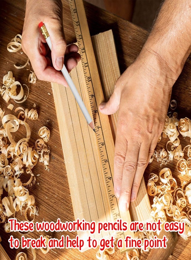 Fainne 48 Pcs Jumbo Pencil, Wooden Pencil with Black Core for Carpenters Construction Workers Woodworkers Framers Beginners Students Teachers DIY Project(White,Round) - Image 5