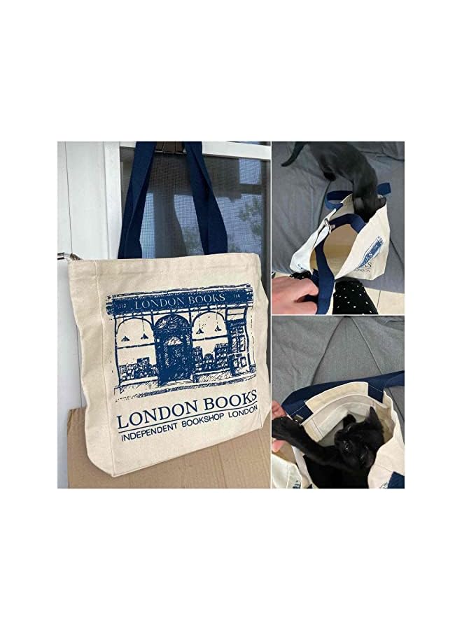 Lefe Liee Canvas Tote Bag for Women, Tote Bag Aesthetic with Zipper, Cute Small Book Tote, Portable Washable Grocery Shopping Gift Bag for Birthday Children's Day Teachers' Day, Creamy-white, Large - Image 3
