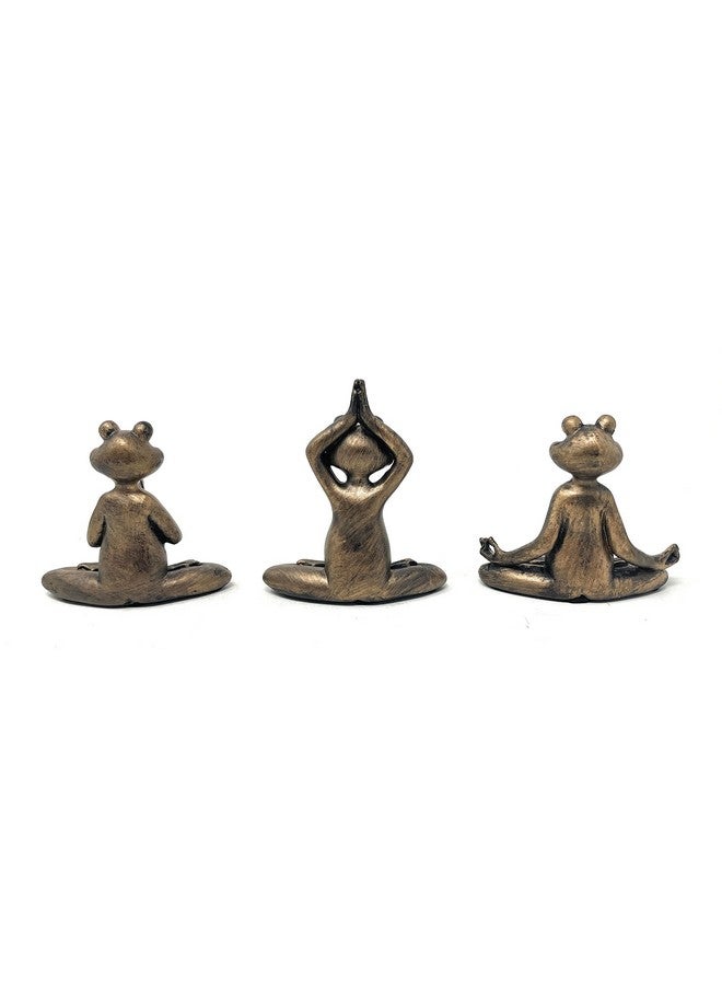 Nature's Mark 3 Mini Yoga Frogs Resin Statue Figurine Home Decorative Accent Décor - Image 4