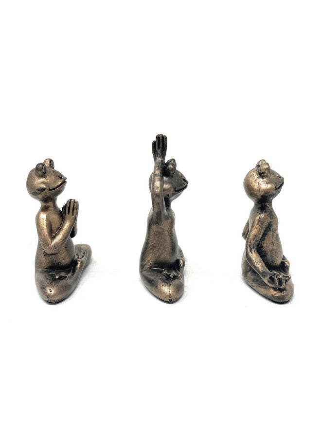 Nature's Mark 3 Mini Yoga Frogs Resin Statue Figurine Home Decorative Accent Décor - Image 3